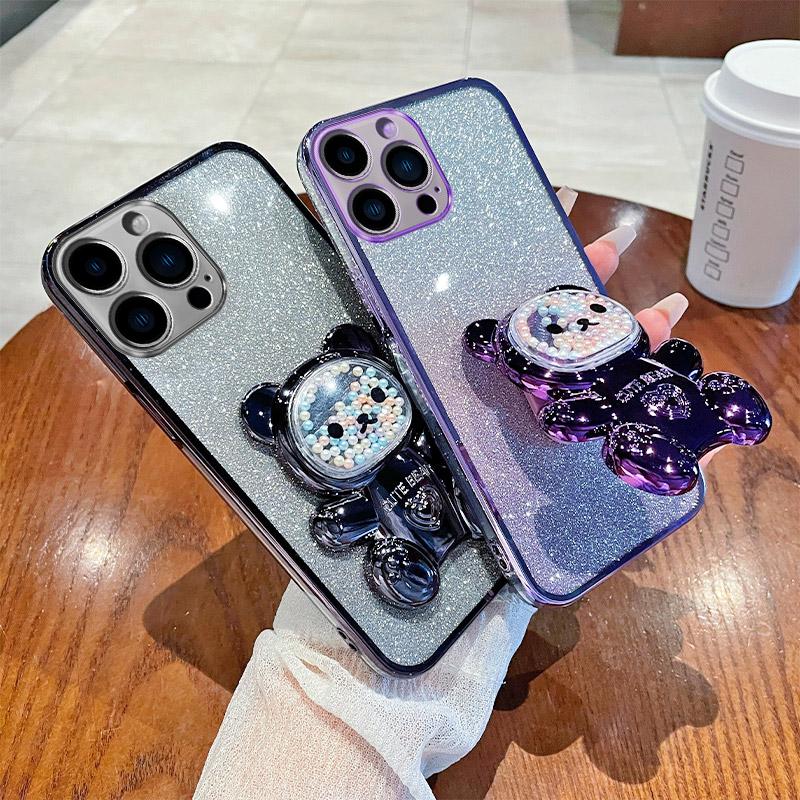 Candy Bear Stand Holder Glitter Phone Case For OnePlus 12 8T 9R 10 11 Pro 11R Nord CE 2 3 Lite ACE 2V 3V N20 N30 5G Soft Cover