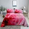 Pink Rose Bed Sheet Sets 3D Print Flowers Bed Flat Sheet for Women Girls King Queen Full Twin Size 2/3pcs Bed Linen Room Decor