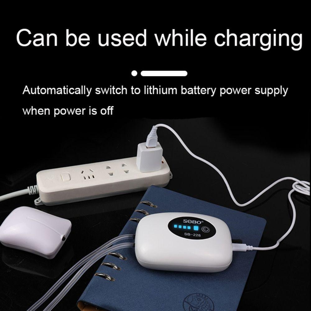 Portable Rechargeable USB Fish Tank Air Pump 4800mAh Battery Silent Oxygen Pump with 1M Tube for Aquarium Outdoor Breeder Tanks