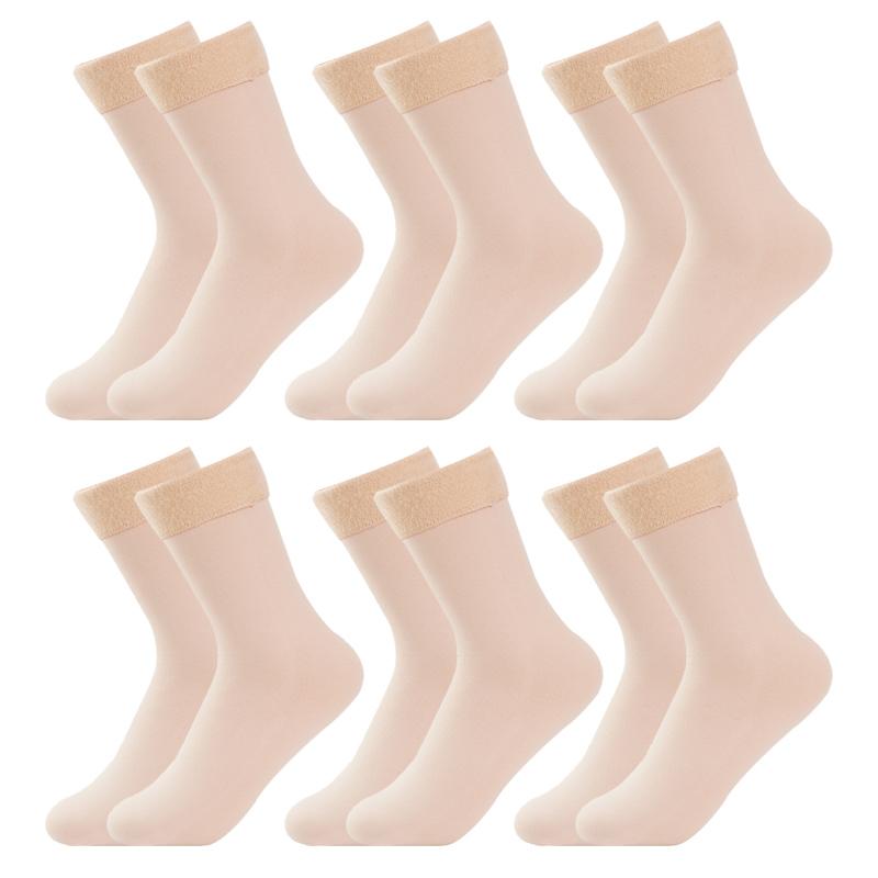 

6 пар женских флисовых теплых носков, мягкие дышащие влагоотводящие носки, зимние рождественские подарочные носки One size