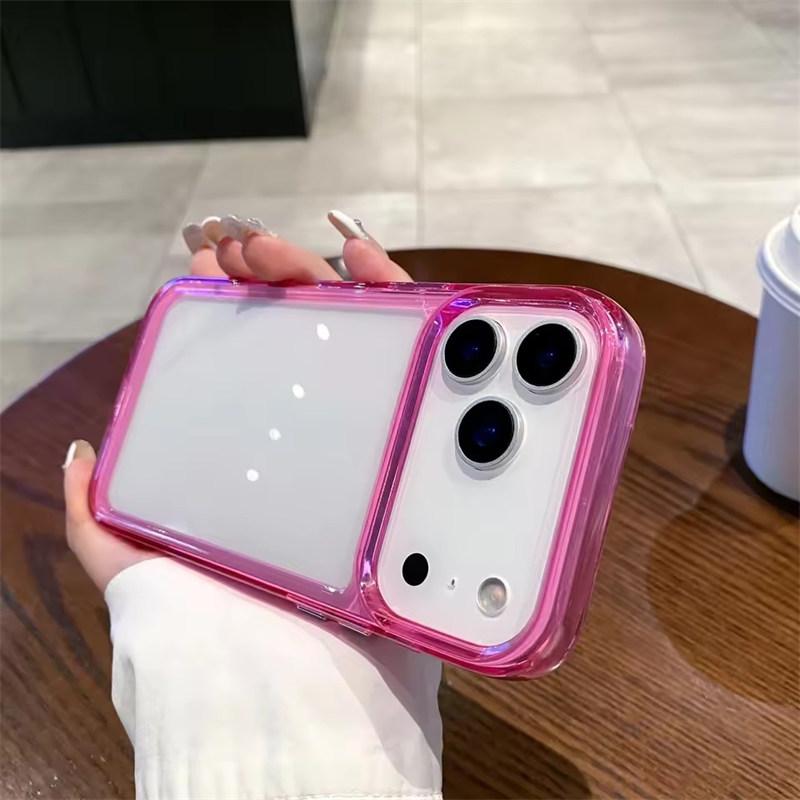 

Прозрачный акриловый чехол для телефона для iPhone 17 Air 17 Pro Max Бампер Жесткая Противоударная Задняя Крышка iPhone 17 Pro Max розовый