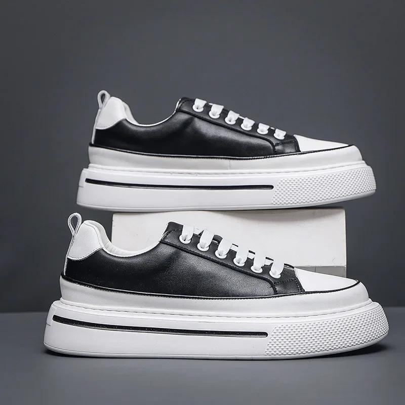 Fashion Spring Autumn Cowhide Platform Sneakers Men Designer Soft-soled Light Men's Board Shoes Fashion Luxury Sports Zapatos De Hombre