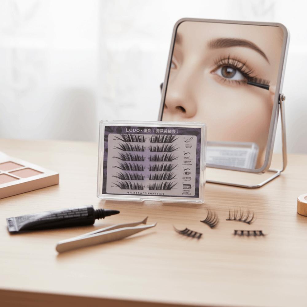 10-14MM DIY Lashes Extension Without Glue 6 Rows Fake Eyelashes Black Swan False Eyelashes Party