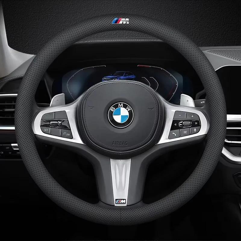 För BMW M Bilrattöverdrag G20 F11 E87 F30 F10 x3 G01 x5 F40 F16 M3 X1 X7 1 3 5 7-serien Läder Halkfria Tillbehör