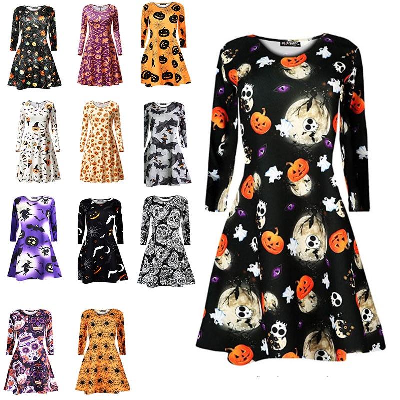 Premium Quality Womens Vampire Horror Blood Halloween Costume Flared Swing Dress