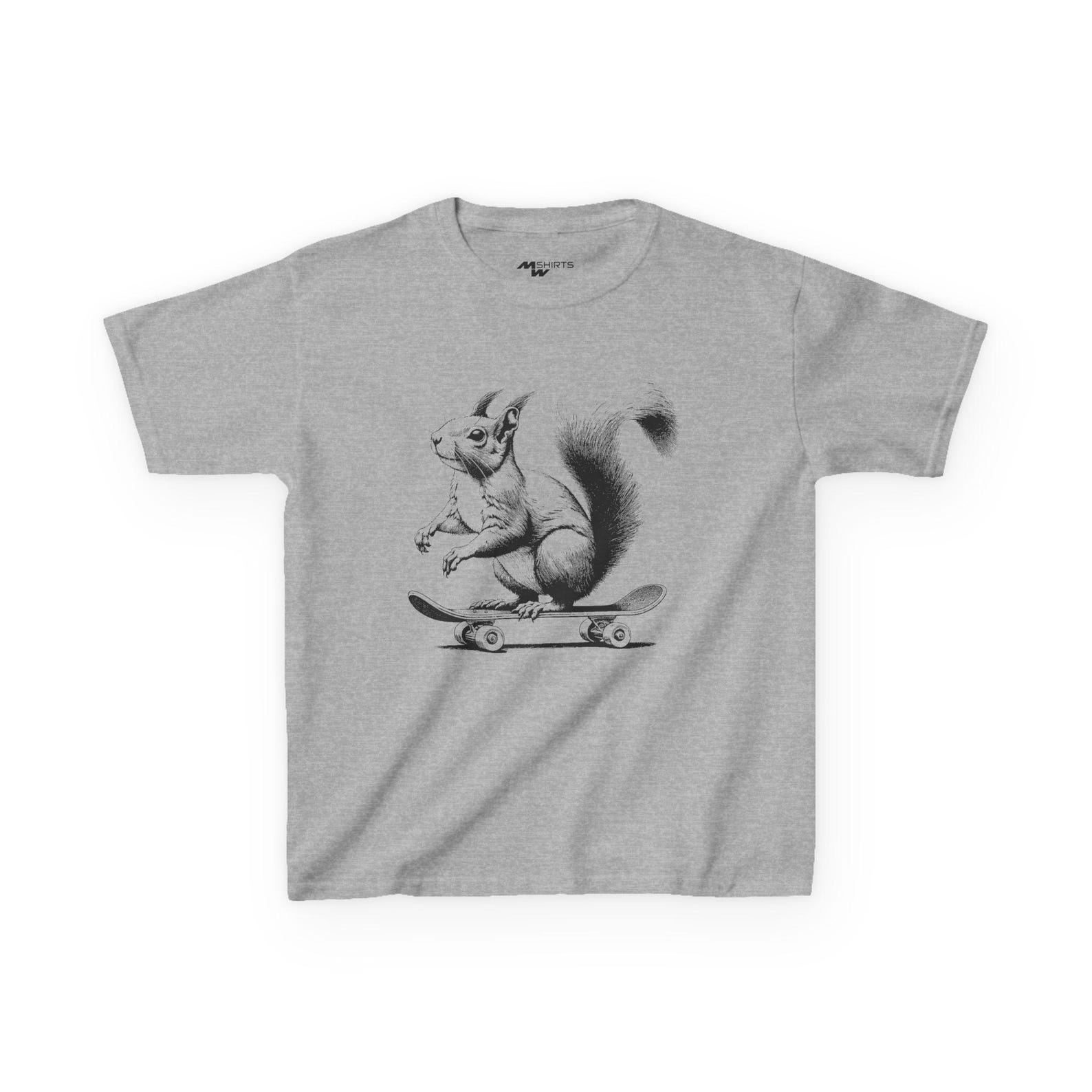 Playful Skateboarding Squirrel Kids Tee L
