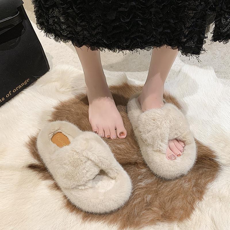 Internet celebrity Mao Mao slippers women's autumn and winter 2025 new outer wear fashionable versatile thick bottom comfortable cross cotton drag