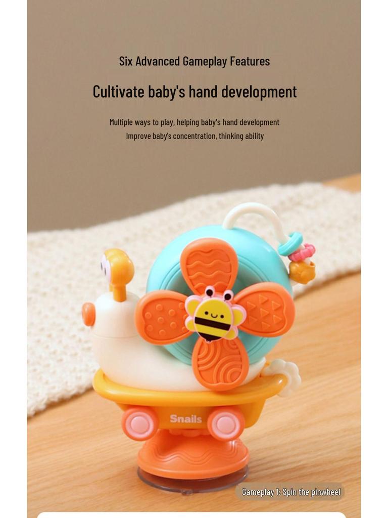 Children's Teething Rattle: Pinwheel Spinner with Suction for High Chair, Ages 0-3