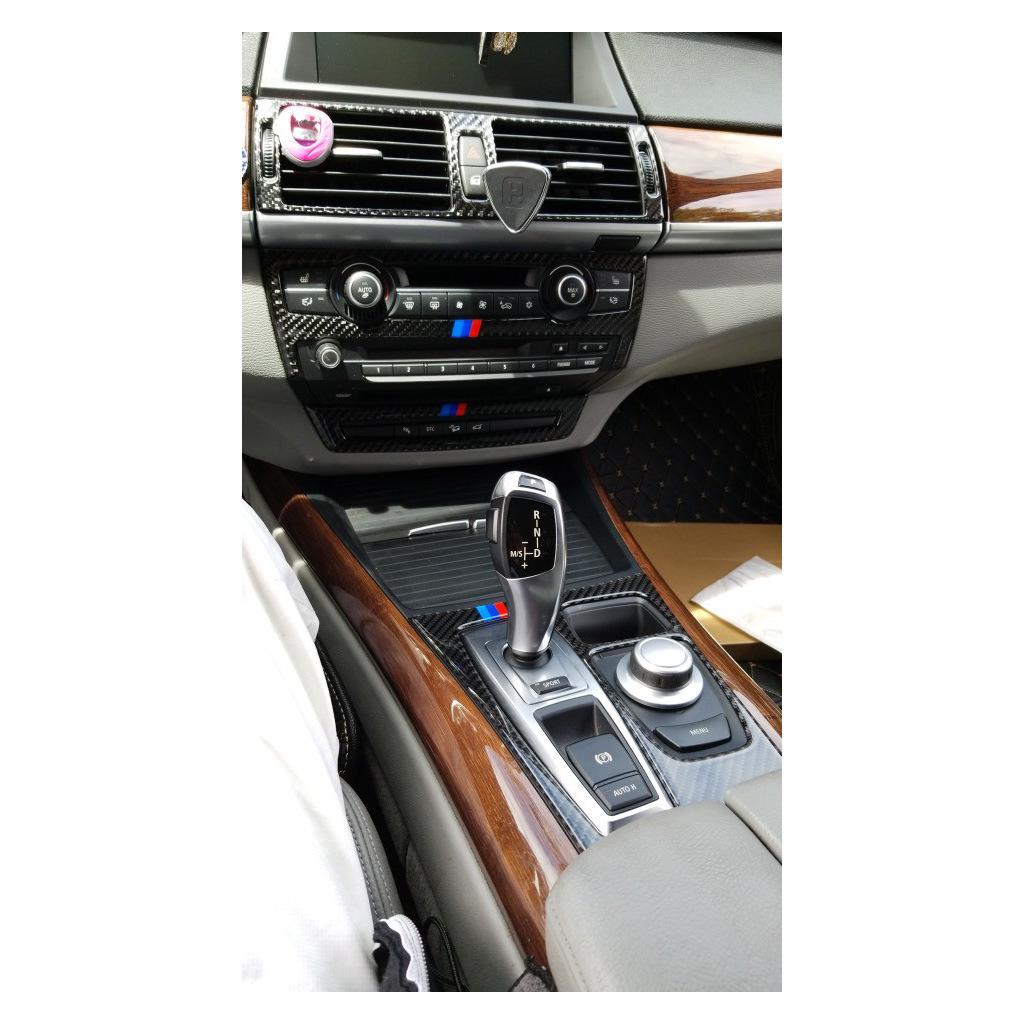 Compatible BMW X5/X6 E70/E71 Carbon Fiber Center Console Air Conditioning CD Panel Interior Modification Kit