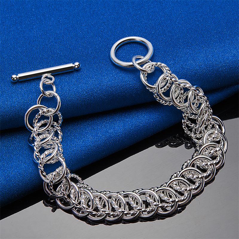 925 Sterling Silver 8-inch Exquisite Woven Bracelet for Men and Women, Party Fashion Gifts, Wedding Accessories, Jewelry