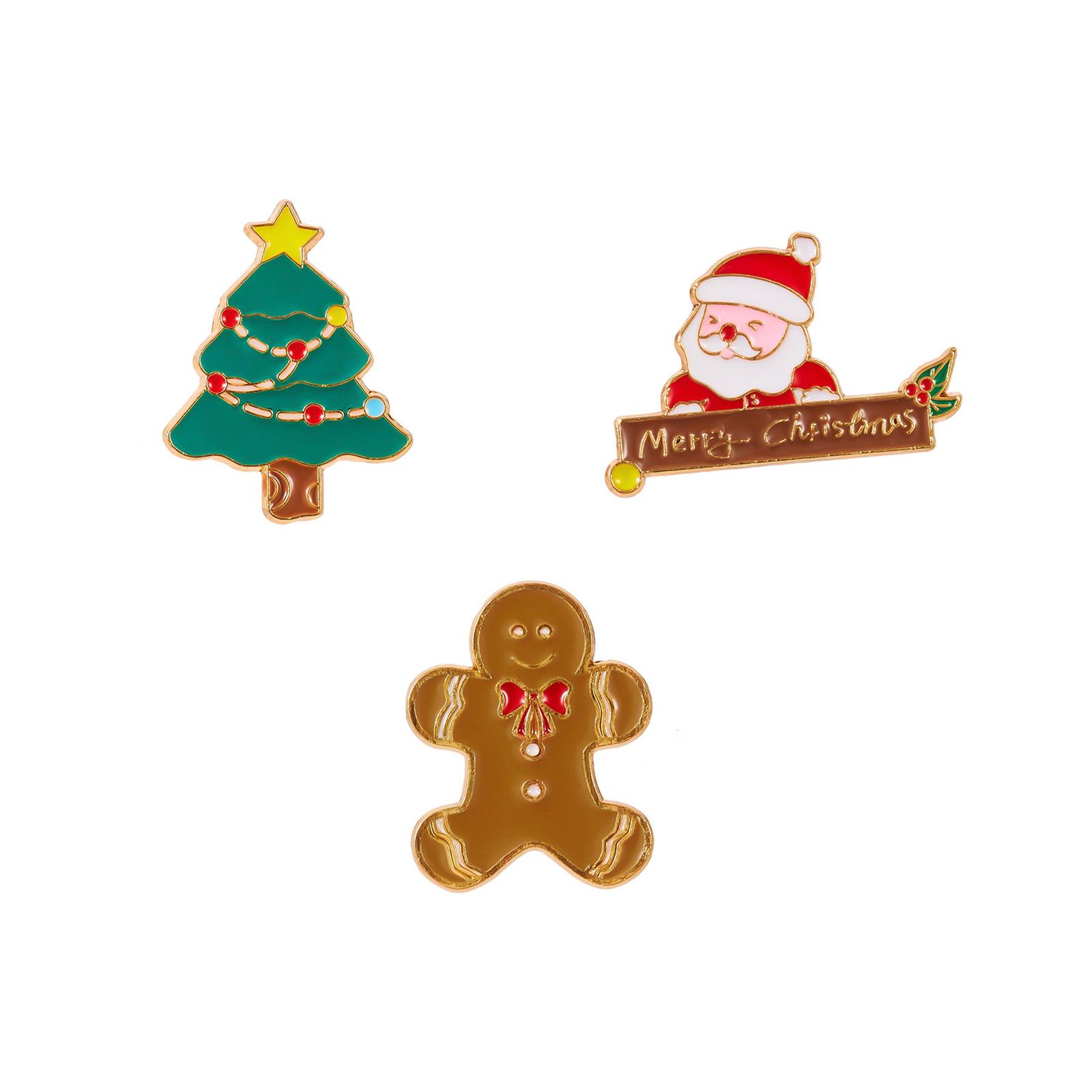 

Christmas Series Brooch Cartoon Cute Christmas Tree Snowman Metal Enamel Badge Sweater Clothing Bag Pin Jewelry one size красный