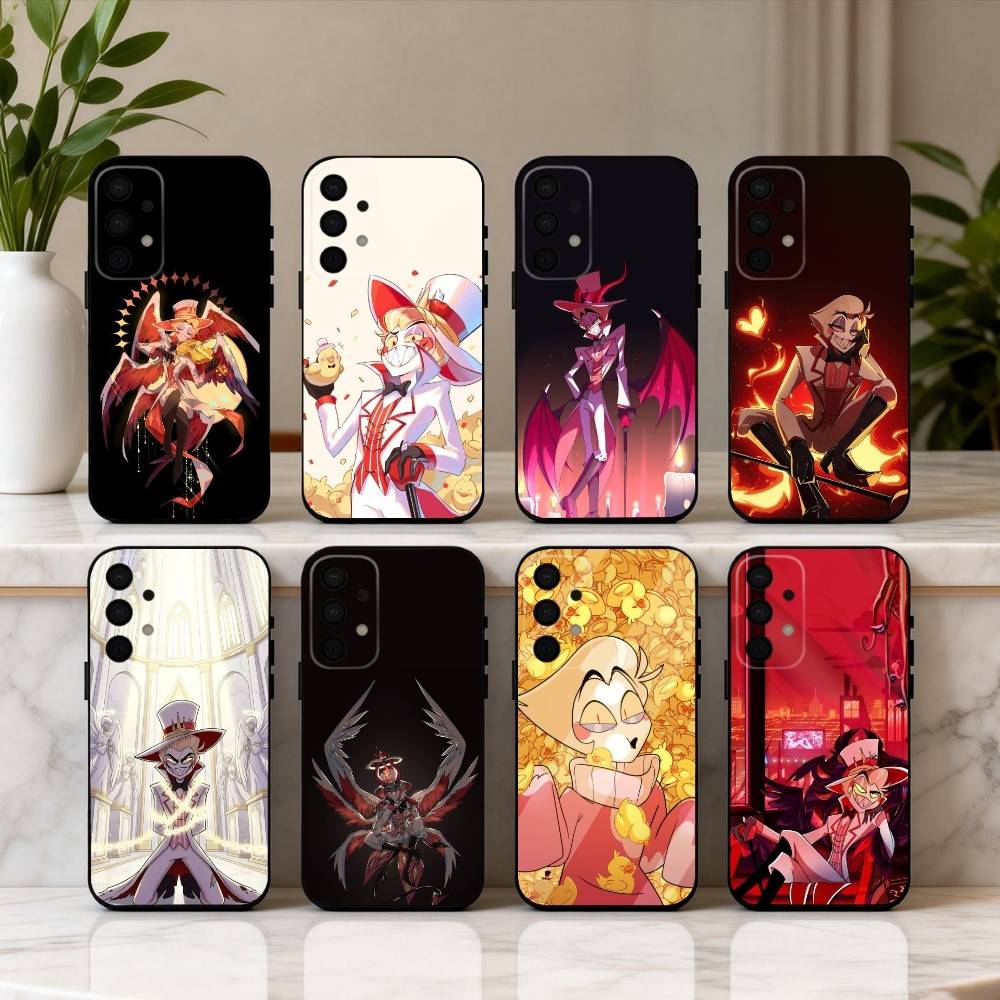 H-Hazbin H-Hotel L-Lucifer M-Magne Phone Case For Samsung Galaxy A73,A72,A71,A70,A53,A52,A51,Soft Silicone Black Cover