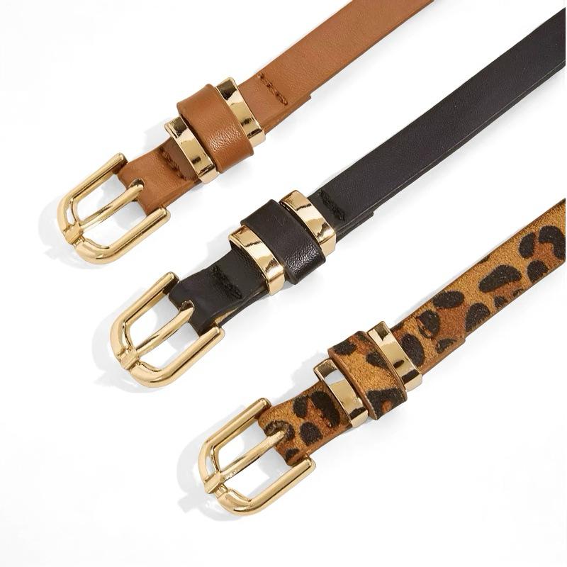Women's Retro Thin Leopard Print Pin Buckle Belt - Versatile Decorative Fashion Accessory