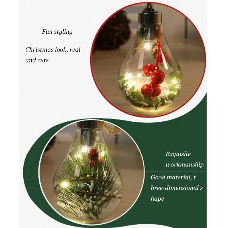 LED Christmas Bulb Decorative Light Hanging Light Christmas Ornaments Home Party Wedding New Year's Decor Transparent Night Lamp