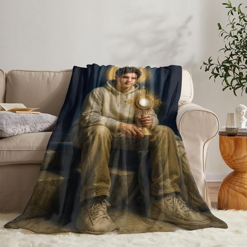 GUOYU Blanket Ssaint Carlo Acutis Throw Soft Flannel Throw Summer Blanket Lightweight Cozy Nap Blanket for Sofa Bed Travel