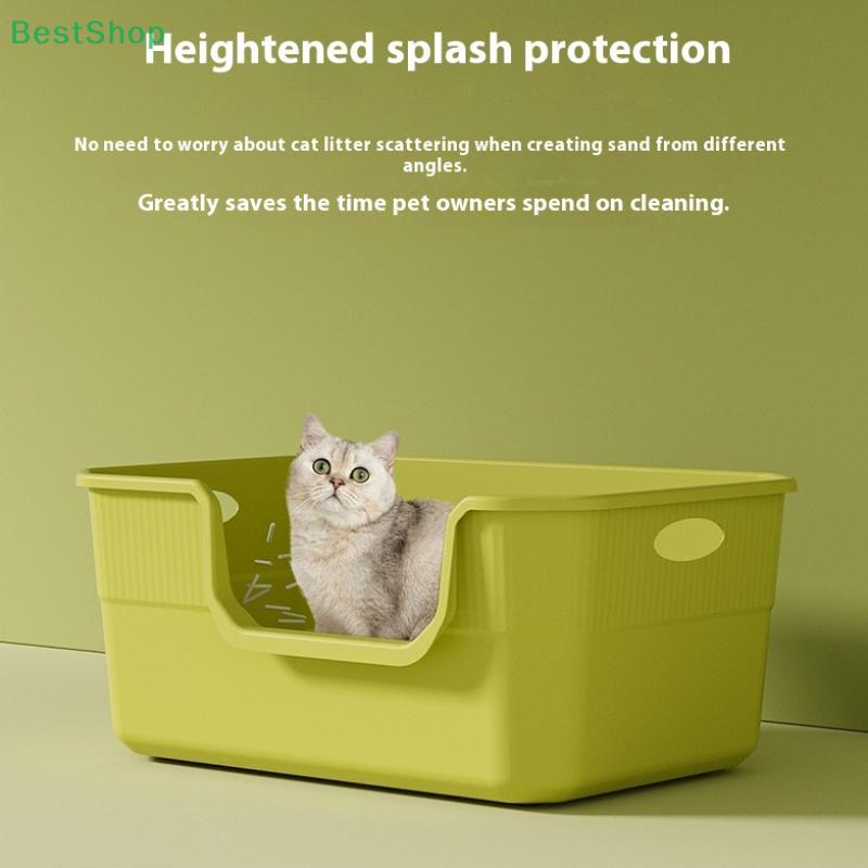 Extra Large Cat Litter Box;Semi-Enclosed & Open Design, Anti-Splash Cat Toilet with High Sides