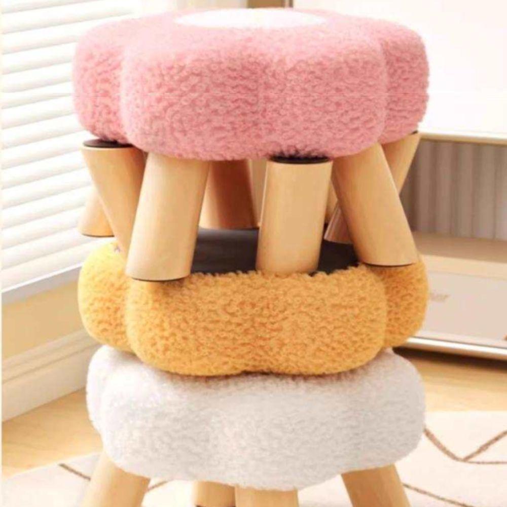 Solid Wood Low Stool Soft Padded Sofa Bench Daily Gift Soft Padded Stool Living Room