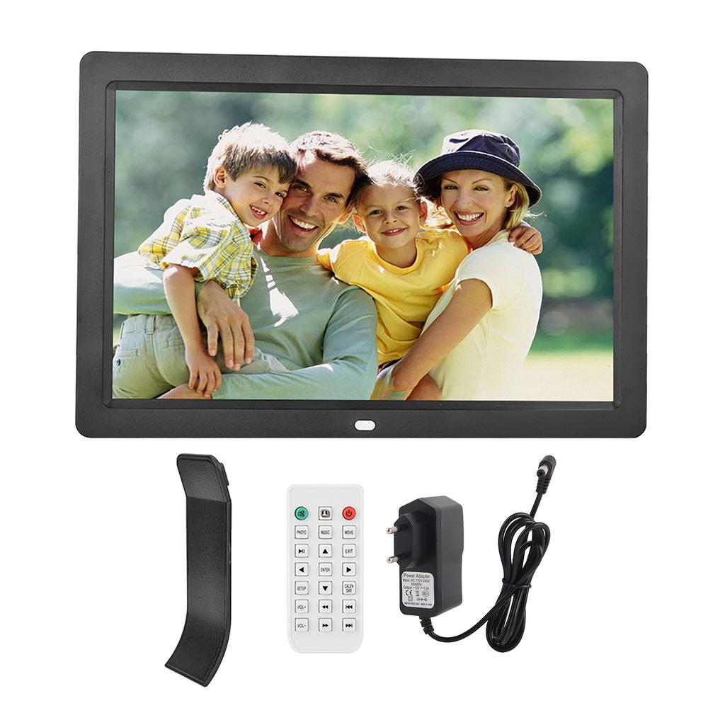 12Inch 1280*800HD Digital Photo Picture Frame Alarm Clock Movie Player Album Remote Control Black