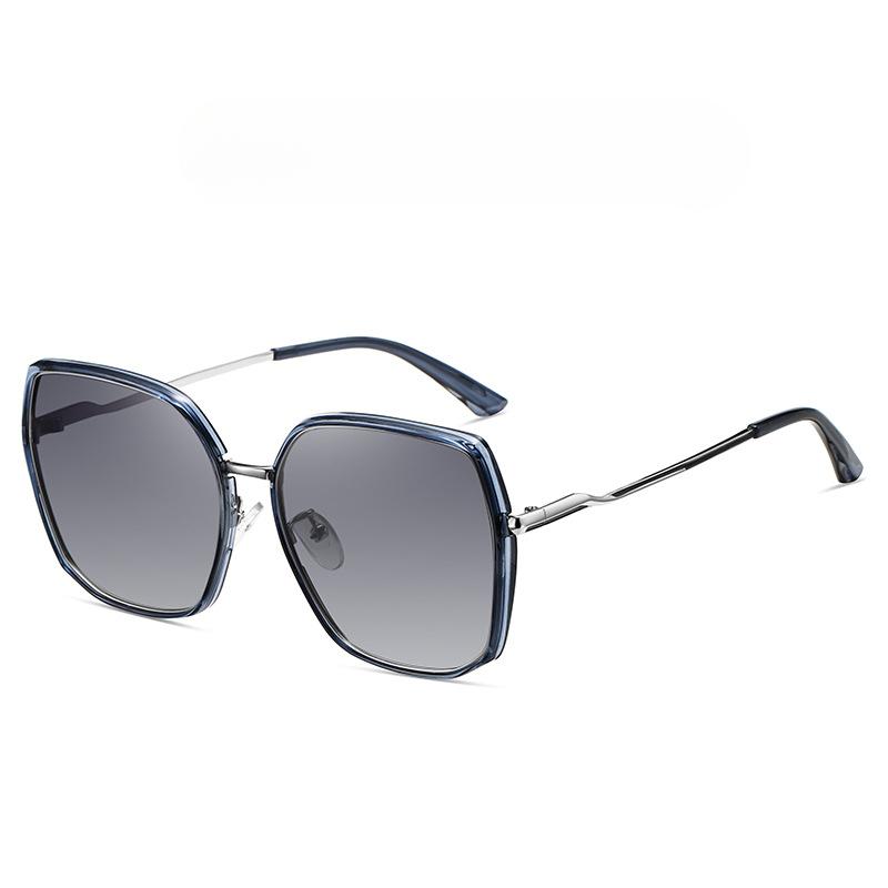 

Новые неправильные многоугольные поляризованные солнцезащитные очки в большой оправе, женские солнцезащитные очки TAC для поездок на работу, модные очки в металлической оправе