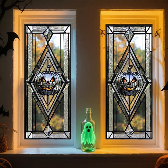 Halloween Window Cling Waterproof PVC Skull Spider Pumpkin Witch Grim Reaper Static Glass Sticker Home Office Party Decoration Decal