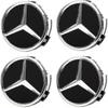 4pcs Tapas Centrales de Rueda Para Mercedes Benz, 75mm/2.95pulgadas Abs Tapas Centrales de Rueda de Coche Cubierta de Buje (negro)