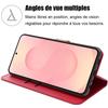 Coque de Protection - BOOLING - Samsung Galaxy S25 FE - Flip Case Antichoc Effet Cuir Rouge