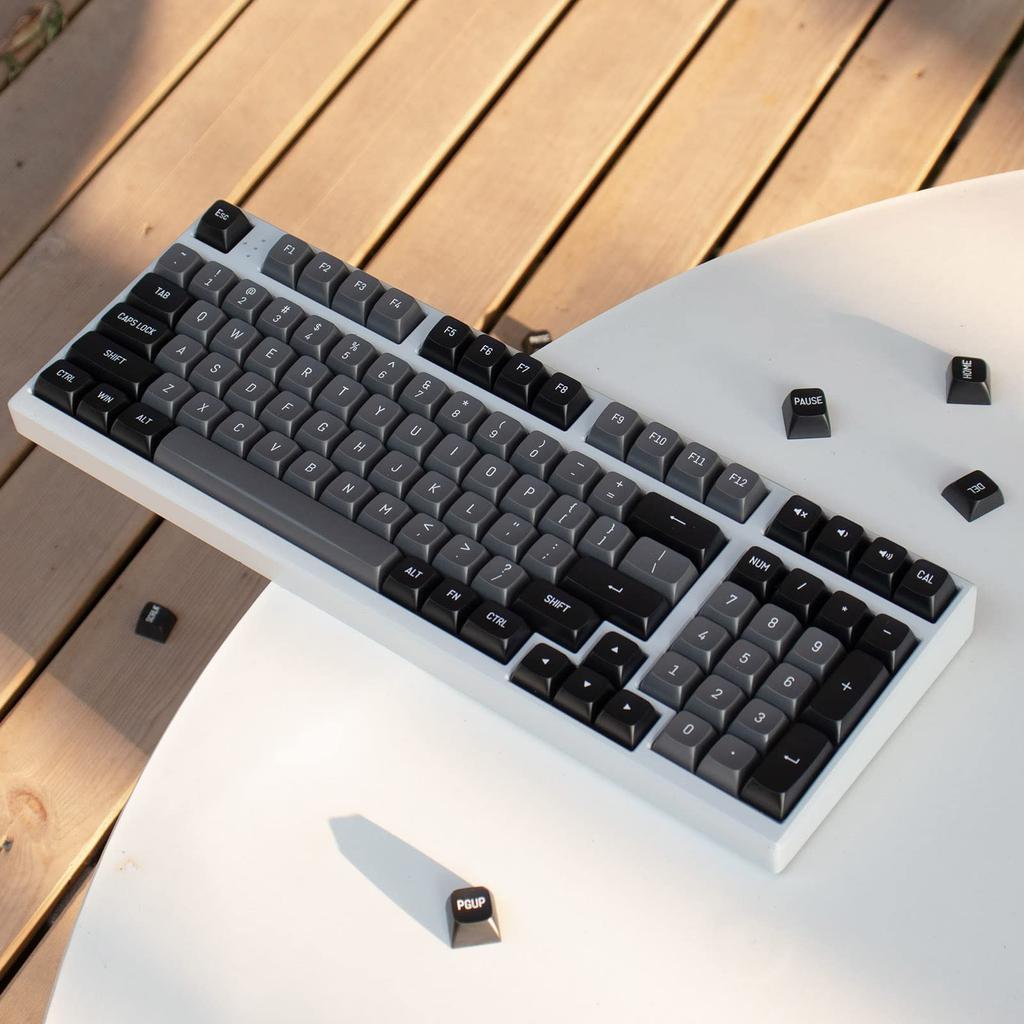 mintcaps Black Grey Keycap Set 150 Keys MSA Profile Double Shot Custom Keycaps for Cherry MX Gateron Kailh Box Switches