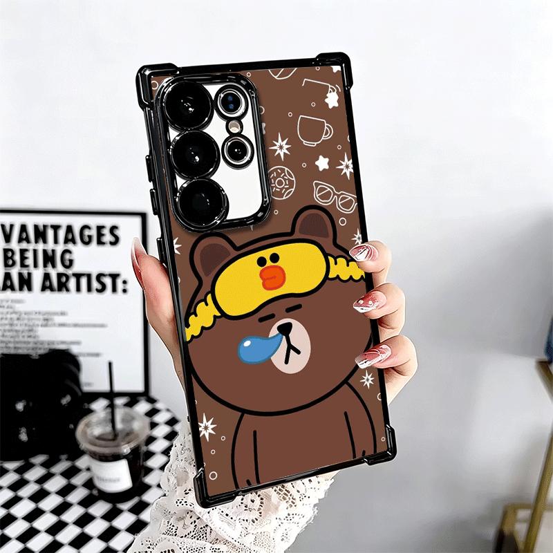 Cartoon Bear B-Browns C-Conys Plating Phone Case For Samsung Galaxy S24 S25 FE S26 Edge S23 Ultra S22 S21 Plus S20 Anti-Fall Air