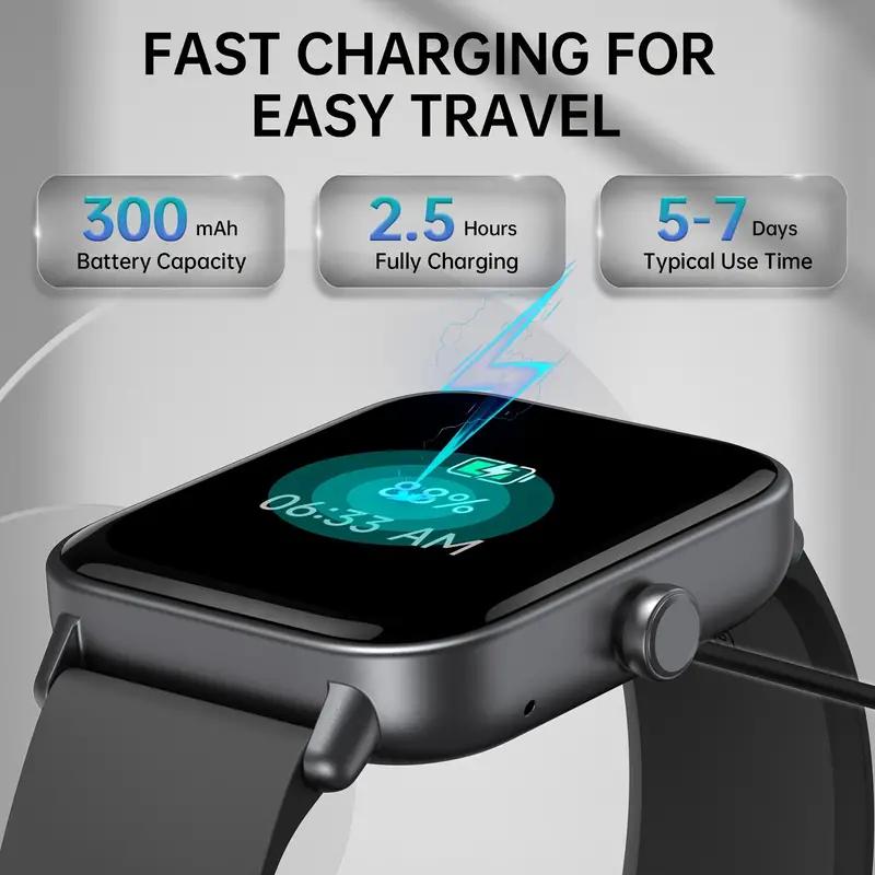 1 PC Smart Watch für Frauen Männer Drahtlose Anruf ( Anrufe annehmen/tätigen ) , 1,8-Zoll-Fitnesstracker mit HD-Bildschirm, 100+ Sporttracker-Uhr mit integriertem Alexa