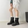 Korean British style platform Martin boots women's 2025 autumn and winter new stacking boots round head thick heel trouser tube boots short