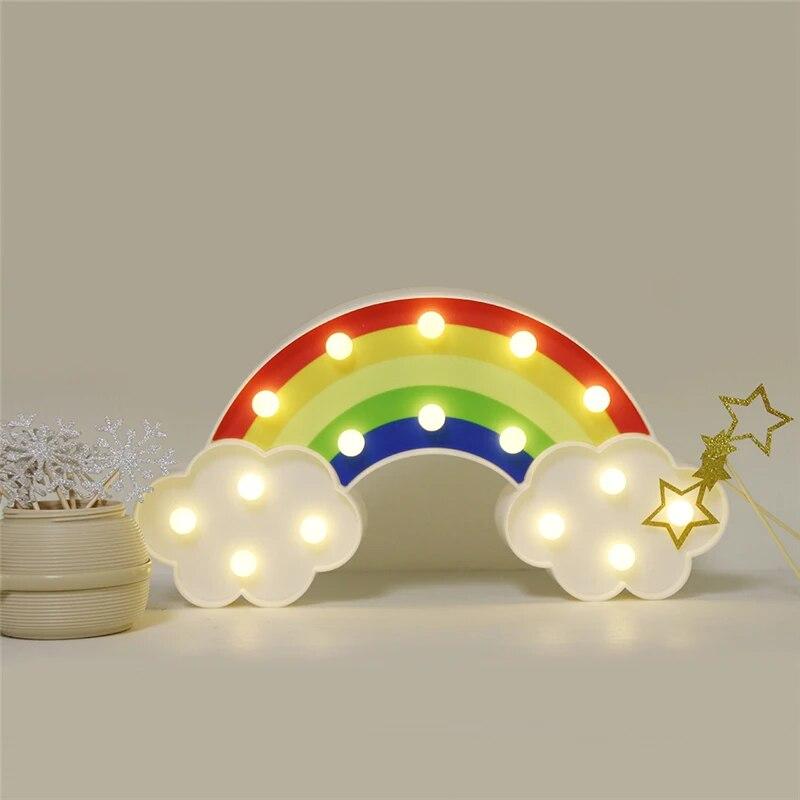 Night Light Rainbow Wall Lamps Battery Powered For Kids Rooms Decor Plastic Table Party Decorative LED Night Light Lamp