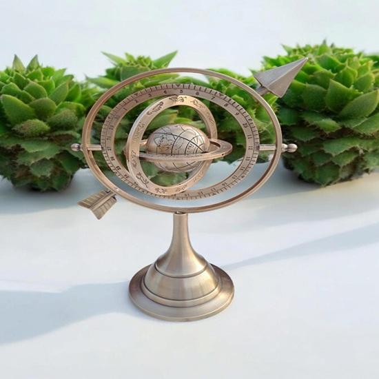 Nautical Brass Armillary Sphere Globe with Arrow Zodiac 30.48 Cm Desk Decor Ideal for Offices, Libraries Wedding, Studies Anniversary Gift Less