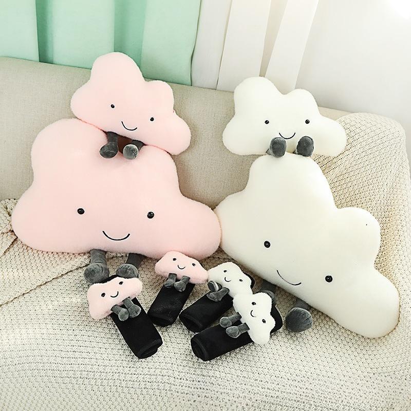 Ins Cute Plush Cloud Car Headrest Pillow for Shoulder And Neck Protection Comfortable Travel Pillow for Vehicle Seats