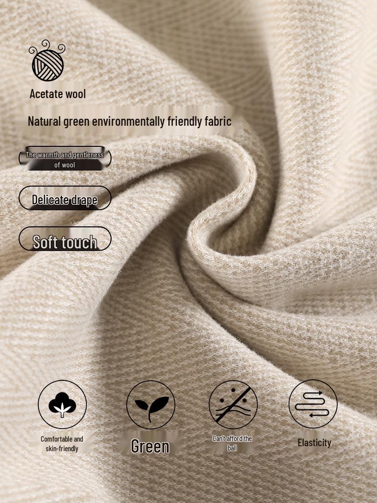 Women's Wool Wide-Leg Pants, Brown Herringbone, Slimming & Comfortable, Skin-Friendly, 2025 Autumn/Winter Collection