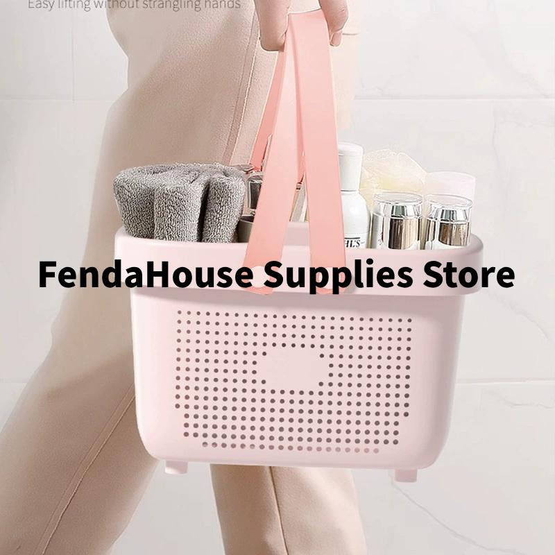 Plastic Storage Basket With Handle Portable Shower Caddy Tote Organizer Basket Bin For Bathroom Kitchen Dorm Room Bedroom, Green