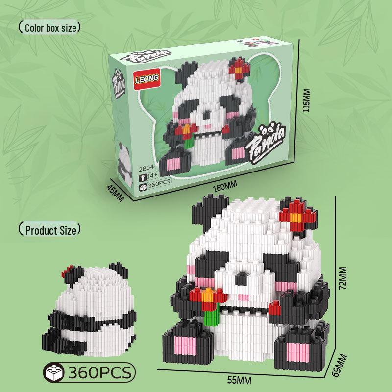 Panda Flower Cute Blue Building Blocks: Micro-Particle Assembly Toys for Creative Modeling