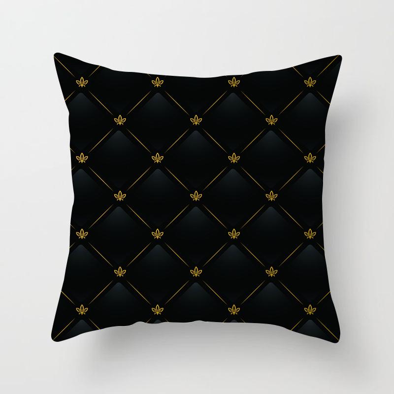 Home Products New Black Geometric Sofa Pillow Cushion Cover Digital Printing Office Cushion Cover
