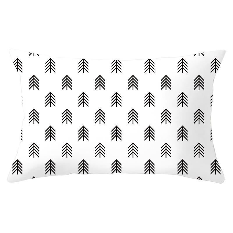 Home Geometric Peach Skin Waist Pillow Case Nordic Style Sofa Printed Pillow Case Office Lumbar Pillow