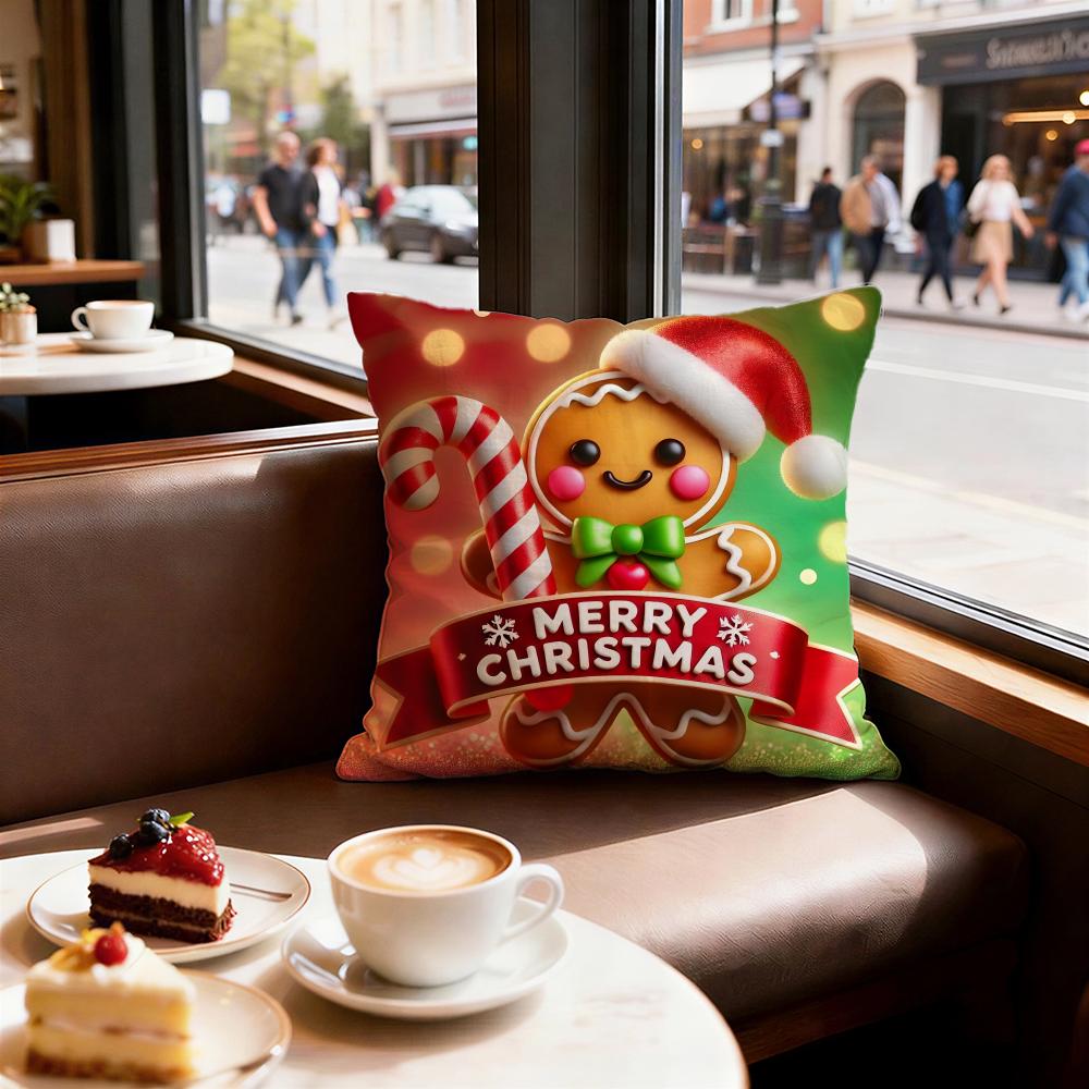 Festive Adorable Ginger Bread Cushion Cover Decorative Cushions Covers Cover Sofa 50x50 Pillow 4 Piece 45x45 40x40 Pillowcase