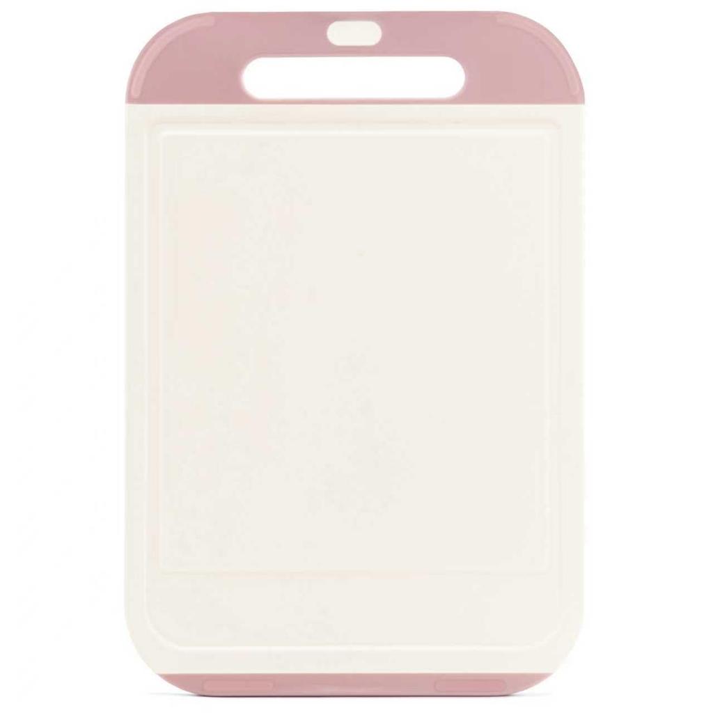 MUAMUA Cutting Board Dishwasher Safe Non-Slip Rubber Heat Resistant Double-Sided Meat Use Antibacterial Kitchen Supplies Camp Pink M Size Edge Design