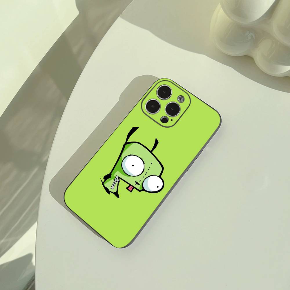 Cartoon Invader Zim Gir Phone Case For iPhone 17,16,15,14,13,12,11 Pro Max,16/15/14Plus,XS Soft Black Cover