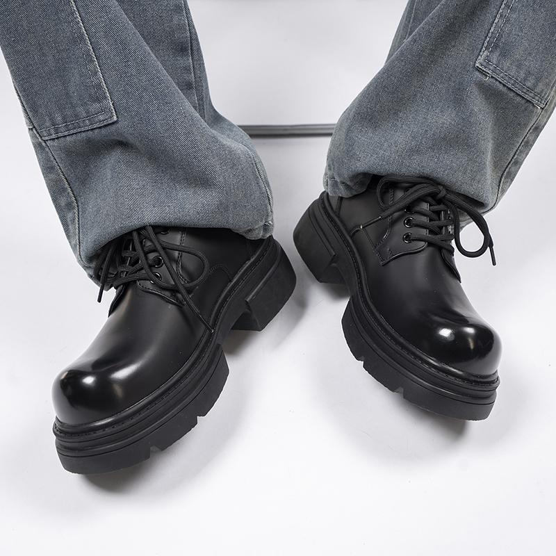 Men's casual derby leather shoes Designer's minimalist style Office or Business Outdoor Black autumn and winter shoes dress