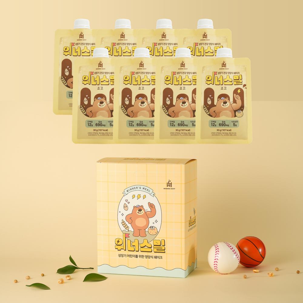 Winnersmeal Kids Breakfast Protein Shake Pouch Chocolate Protein Calcium Dietary Fiber Vitamin 8 Pcs 30g