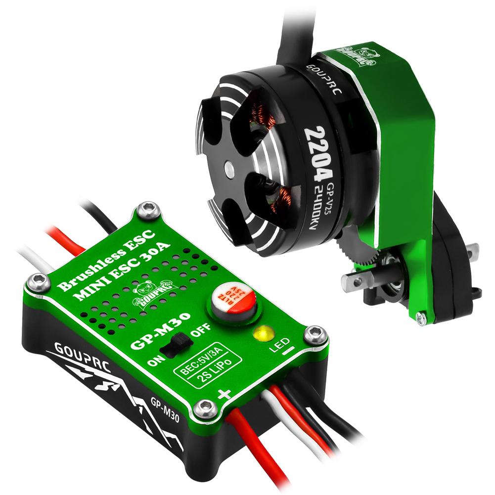 2204 2400KV Brushless Outrunner Motor with Transmission & 30A Brushless Mini ESC for 1/24 RC Crawler Axial SCX24 Upgrade