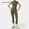 Women's Plain Round Neck Quick-Dry Yoga T-Shirt - Summer Slim Fit Fitness Top