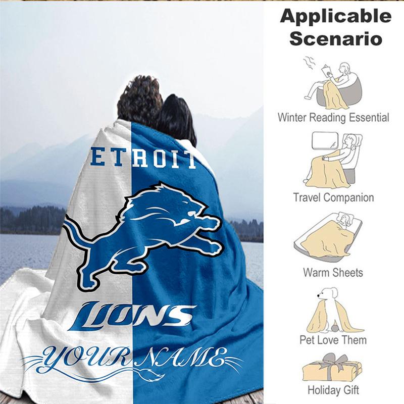 Custom Name Blanket Lions Team Blanket Bedding Blanket for Travel, Camping, Living Rooms, Offices, Sofas, Fan Christmas gift