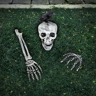 Realistic Skeleton Stakes Halloween Realistic Skull Skeleton Head Human Hand Arms For Halloween Party Home Garden Lawn Decor