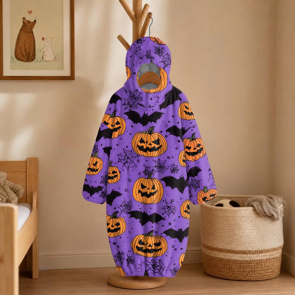Barn Halloween-tryck Flanell Helkropps Pyjamas Set för Mysig Sovkläder