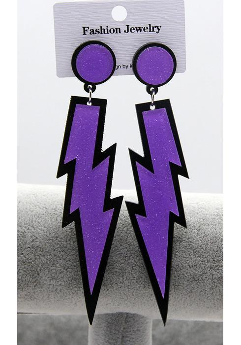 Statement Shiny Glitter Lightning Acrylic Drop Earrings For Women Punk Long Pendant Dangle Earrings Fashion Jewelry Accessories