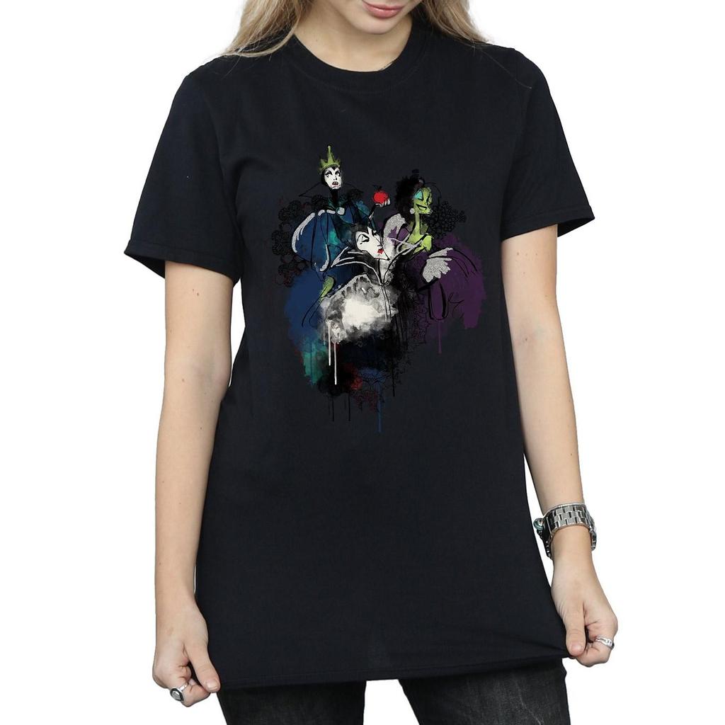 Disney Womens/Ladies Villains Sketch Cotton Boyfriend T-Shirt